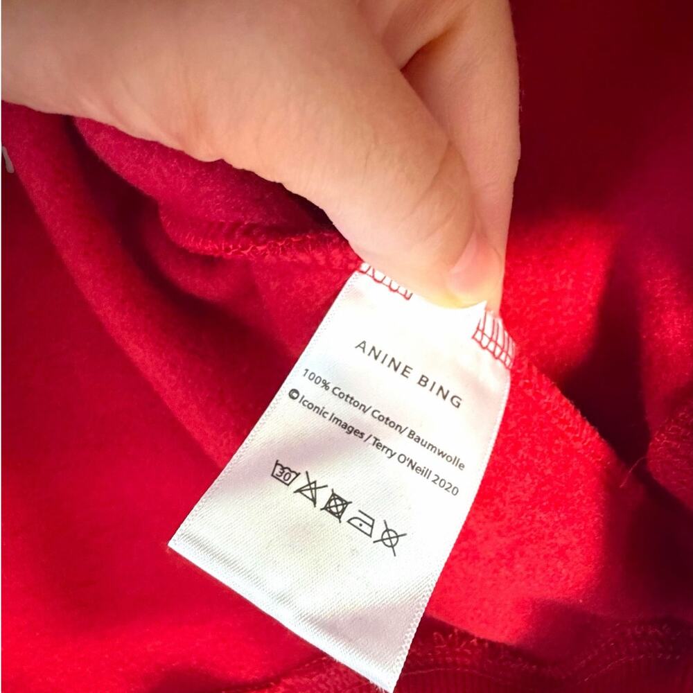 Anine Bing Sport Red Graphic Crewneck Sweatshirt Size Small 100% Cotton - Picture 4 of 11